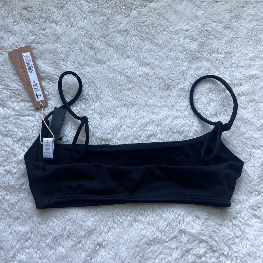 SKIMS Classic Swim Square Neck Scoop Top Obsidian Black XXS BT-SCP-9610W NWT